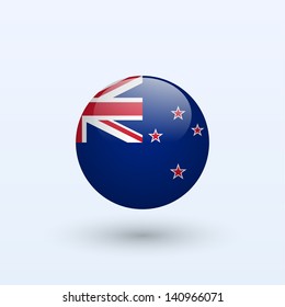New Zealand round flag. Vector illustration.