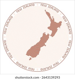 Nova Zelândia redonda design logotipo. Forma de país de anéis. Texto da Nova Zelândia pelo país. Ilustração de vetor.