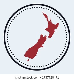 New Zealand round stamp. Round logo with country map and title. Stylish minimal New Zealand badge with map. Vector illustration.