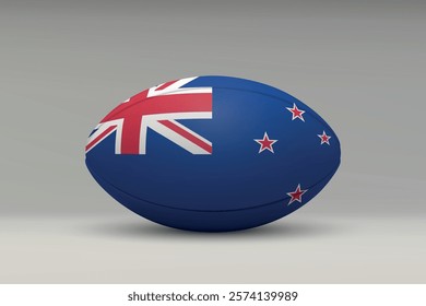 New Zealand rugby ball featuring the national flag design on a gray background