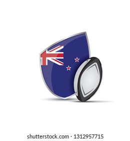 New Zealand rugby shield with rugby ball