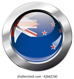 new zealand shiny button flag vector illustration. Isolated abstract object against white background.