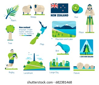 New zealand Signs and symbols, Vector info-graphic elements.