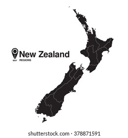 New Zealand silhouette regions map