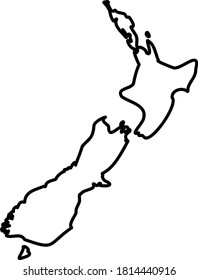 New Zealand - solid black outline border map of country area. Simple flat vector illustration.