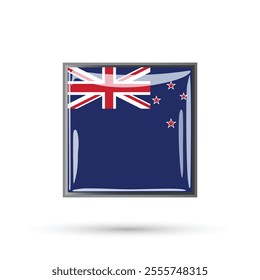 New Zealand square glossy shiny flag vector illustration isolated on white background with stars in the flag in white and red colors for Independence Day of New Zealand 6 February, flyers, brochure