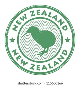 new zealand stamp, vector illustration