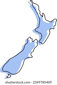 new zealand stylized vector map