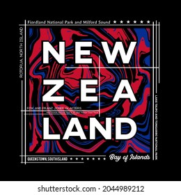 New Zealand T Shirt and Poster Design in Abstract Style. Vector Illustration