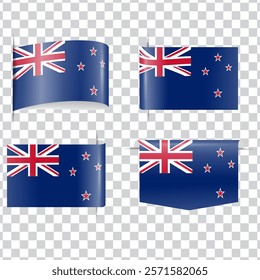 New Zealand tag national flag with shadow