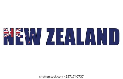 New Zealand text with national flag background