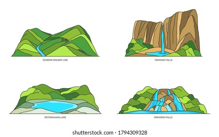New Zealand travel landmarks nature and waterfalls
