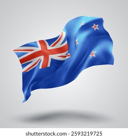 New Zealand, vector 3d flag with waves on a white background