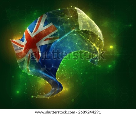 New Zealand, vector 3d flag virtual triangular polygons on a color background