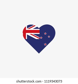 New Zealand Vector Flag Inside heart shape graphic element Illustration template design
