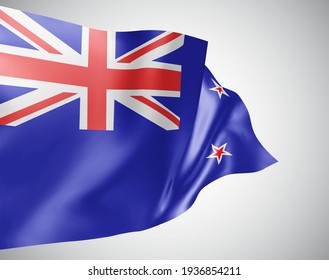new Zealand, vector flag with waves and bends waving in the wind on a white background.