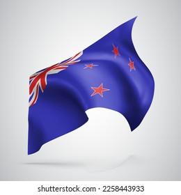 new Zealand, vector flag with waves and bends waving in the wind on a white background