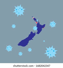 new zealand vector graphics map and corona virus