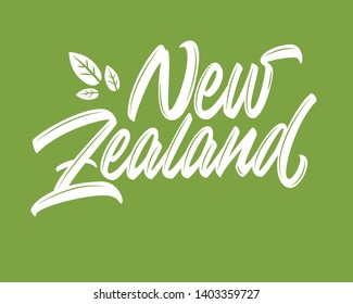 New Zealand vector lettering sign on green background