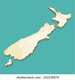 New Zealand Vector Map Three Dimensional