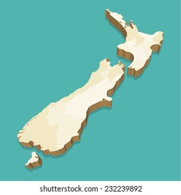 New Zealand Vector Map Three Dimensional