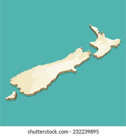 New Zealand Vector Map Three Dimensional