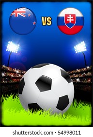 New Zealand versus Slovakia on Soccer Stadium Event Background Original Illustration