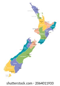 New Zealand vintage map. High detailed vector map with pastel colors, cities and geographical borders