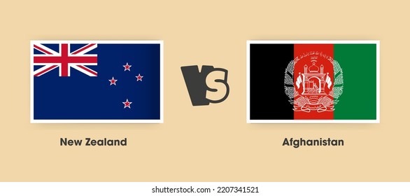 New Zealand vs Afghanistan flags placed side by side. Creative stylish national flags of New Zealand vs Afghanistan with background