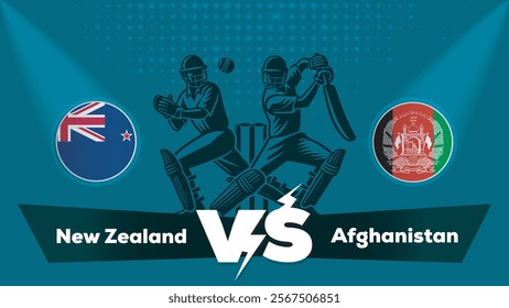 New Zealand VS Afghanistan , Pakistan Vs New Zealand  cricket match , Cricket match concept with creative illustration.eps