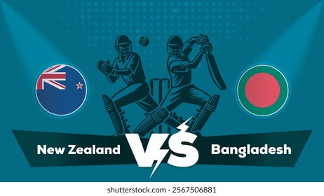 New Zealand VS Bangladesh Match , Bangladesh Vs New Zealand cricket match , Cricket match concept with creative illustration.eps