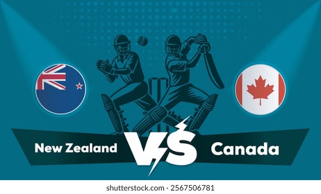 New Zealand VS Canada , Canada Vs New Zealand cricket match , Cricket match concept with creative illustration.eps