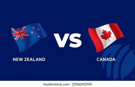 New Zealand VS Canada International Cricket Flag Badge Design Template Vector Illustration.