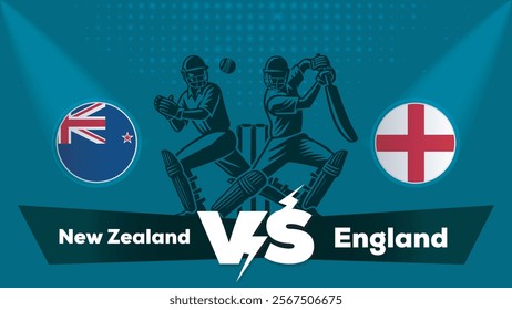 New Zealand VS England Match , England Vs New Zealand cricket match , Cricket match concept with creative illustration.eps