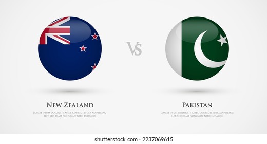 New Zealand vs Pakistan country flags template. The concept for game, competition, relations, friendship, cooperation, versus.