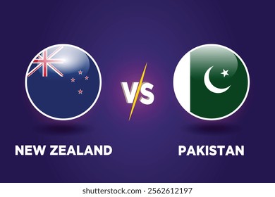 New Zealand vs Pakistan , cricket match concept. with rival flags of both teams in circular shape isolated on blue background.with editable EPS file.
NZ vs PAK.