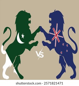 New Zealand vs Pakistan , cricket match concept. with rival flags of both teams in circular shape isolated on blue background.with editable Flag Badge Design Template EPS  10 file. NZ vs PAK.