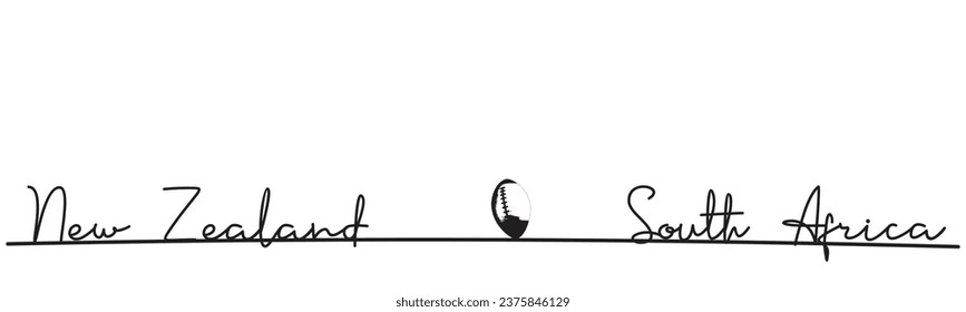 New Zealand vs South Africa, Match of the Rugby Ball, Line Art Word