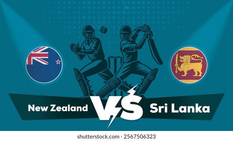 New Zealand VS Sri Lanka , Sri Lanka Vs New Zealand cricket match , Cricket match concept with creative illustration.eps