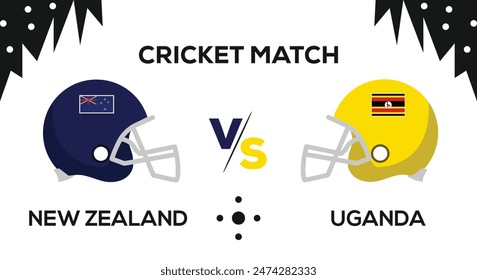 New Zealand VS Uganda, Cricket Match concept with creative illustration flags with white background. New Zealand VS Uganda wallpaper, banner and poster. Vector EPS 10.