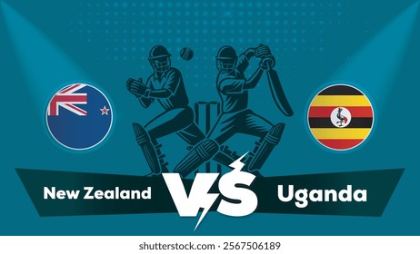 New Zealand Vs Uganda , Uganda VS New Zealand cricket match , Cricket match concept with creative illustration.eps