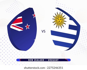 New Zealand vs Uruguay rugby match, international rugby competition 2023. Template for world tournament.