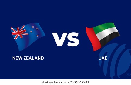 New Zealand VS USA International Cricket Flag Badge Design Template Vector Illustration.