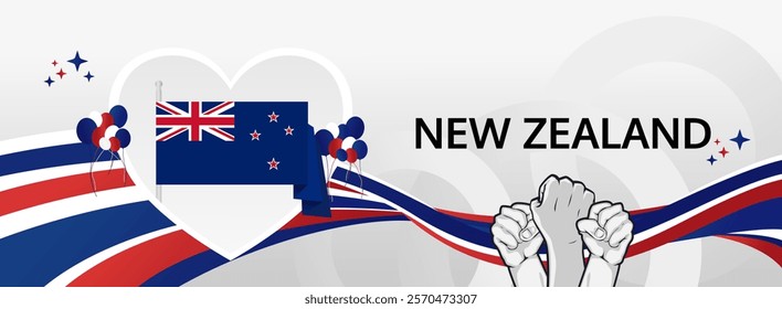 New Zealand Waitangi Day greeting banner. 6th February Happy New Zealand National Day. Holidays illustration concept. Great for event like carnival, feast poster, support, culture and tourism