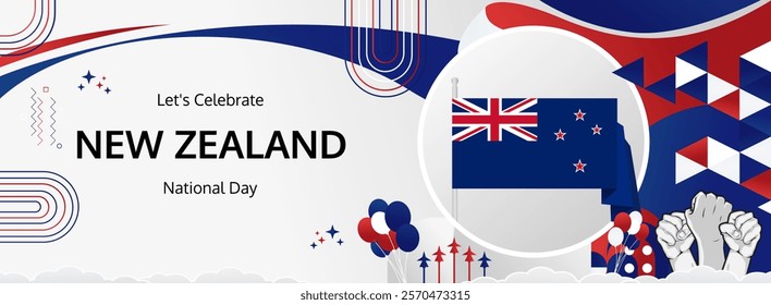 New Zealand Waitangi Day greeting banner. 6th February Happy New Zealand National Day. Holidays illustration concept. Great for event like carnival, feast poster, support, culture and tourism