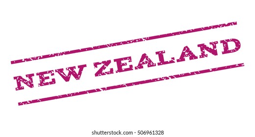 New Zealand watermark stamp. Text tag between parallel lines with grunge design style. Rubber seal stamp with dirty texture. Vector purple color ink imprint on a white background.