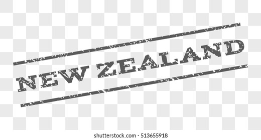 New Zealand watermark stamp. Text caption between parallel lines with grunge design style. Rubber seal stamp with dust texture. Vector grey color ink imprint on a chess transparent background.