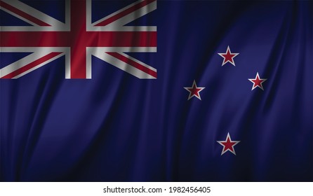 New Zealand wave flag, flat layout, vector illustration