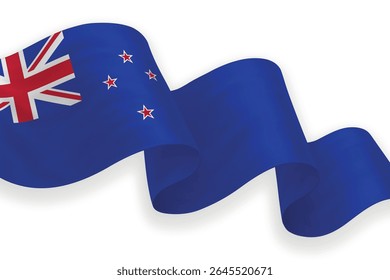 New Zealand waving flag with bright colors on clean background