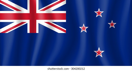 New Zealand waving flag - vector icon